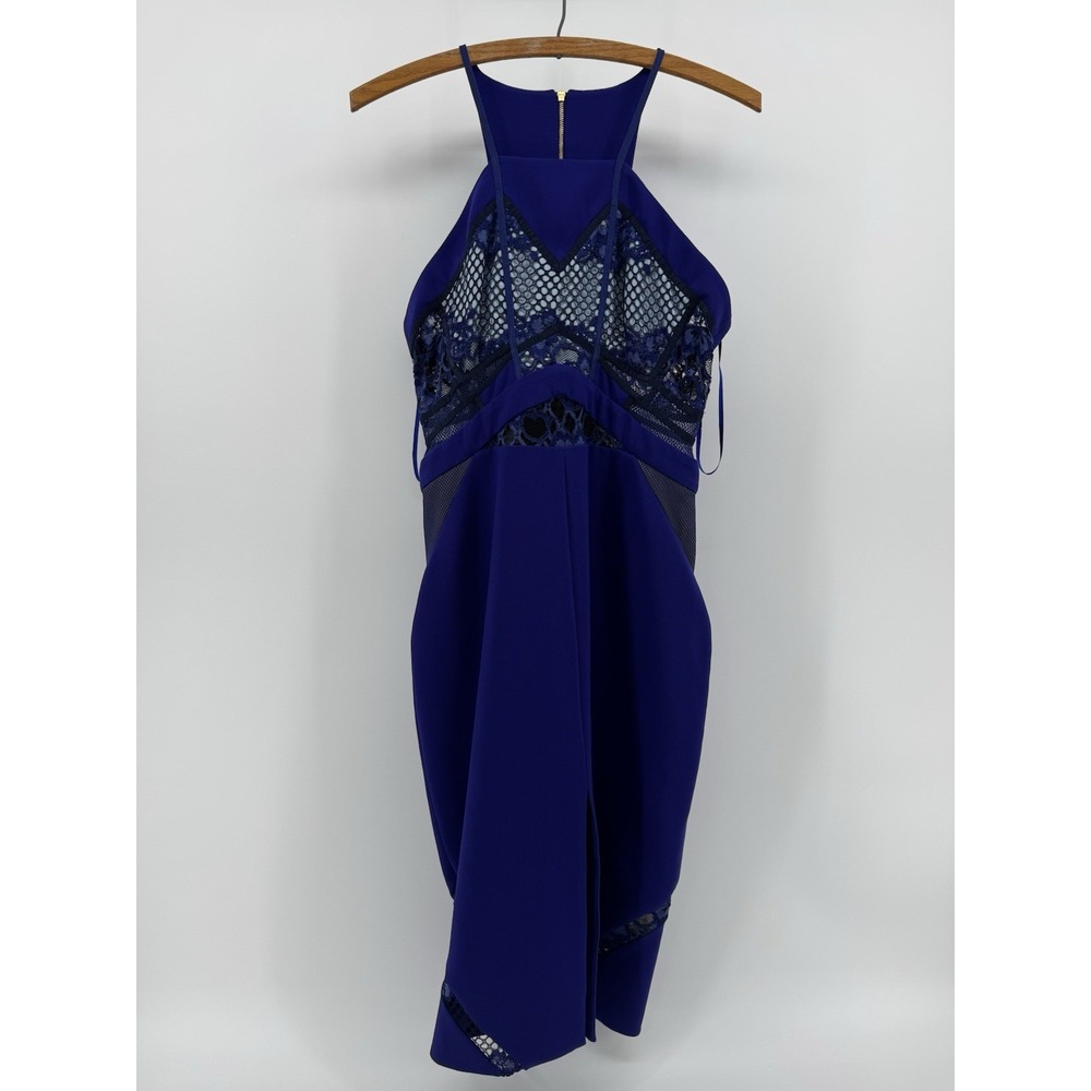 NWT Three Floor Blue Lace Mesh Cocktail Sheath Women's Dress Size 6 Elegant